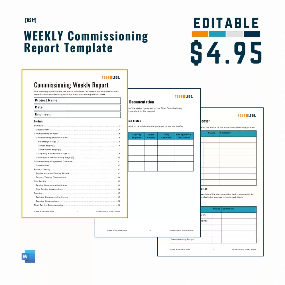 Weekly Commissioning Report Template [MS Word]