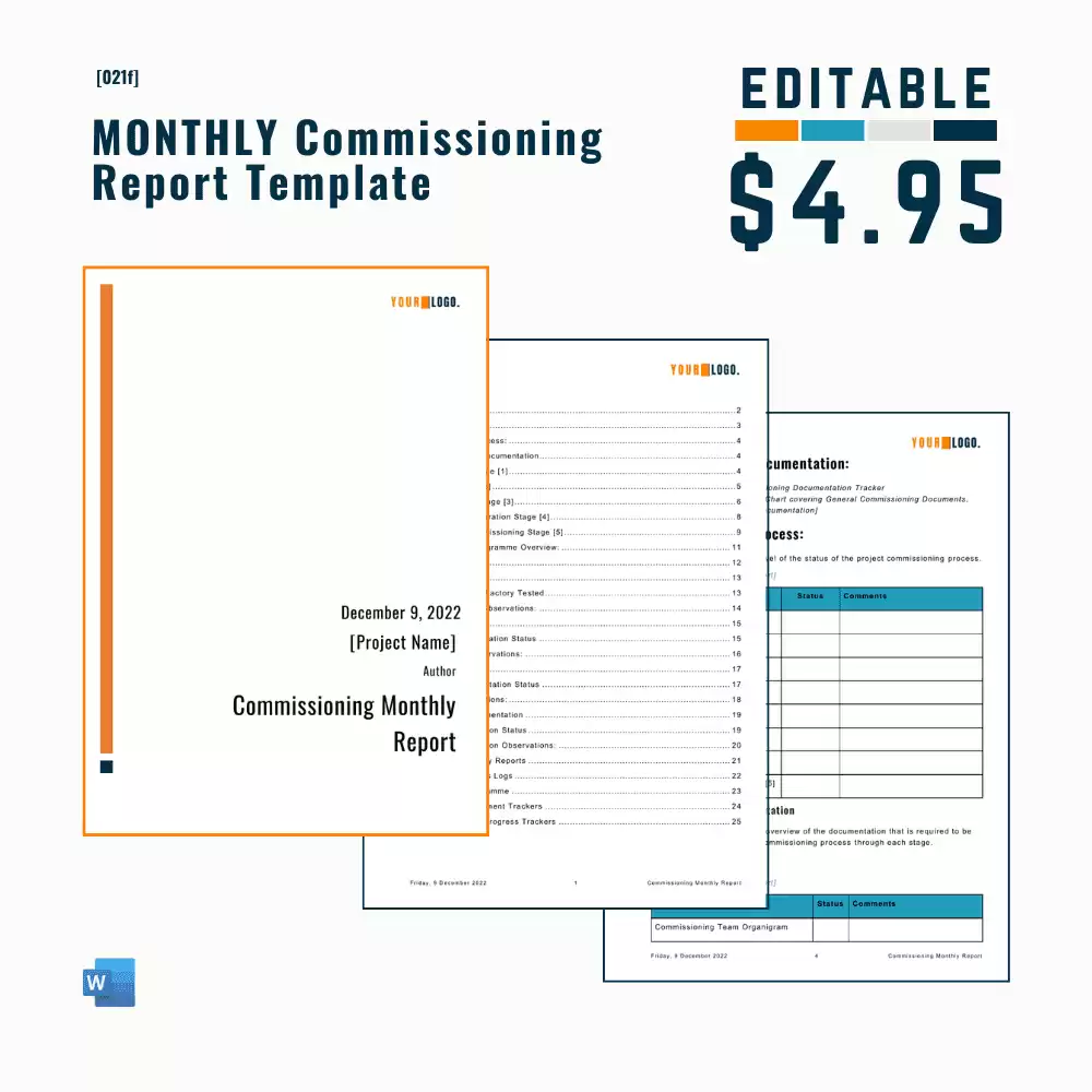 Monthly Commissioning Report Template [MS Word]