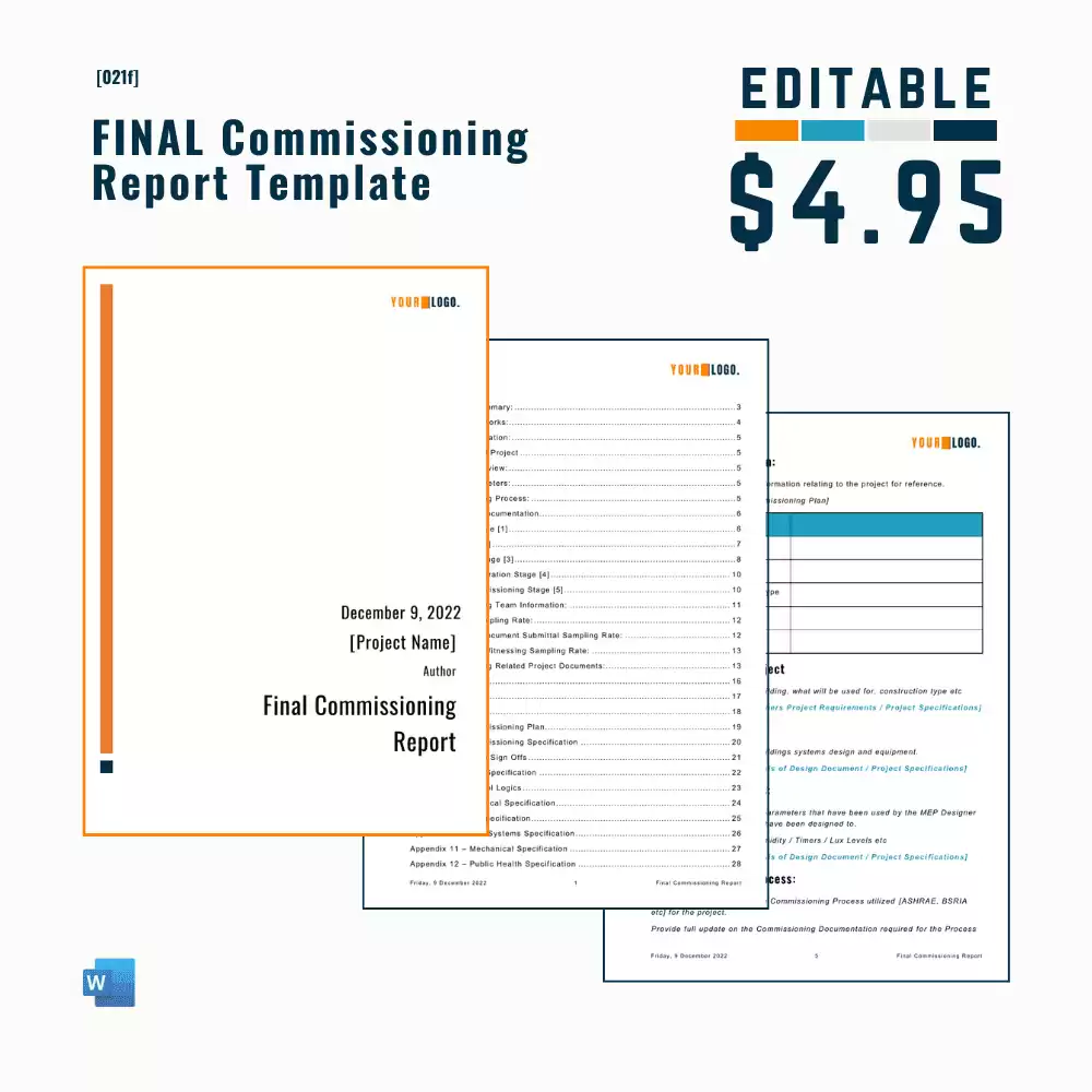 Final Commissioning Report Template [MS Word]