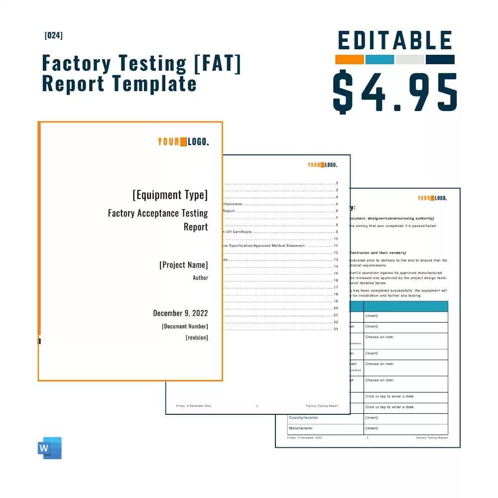 Factory Testing Report Template [MS Word]