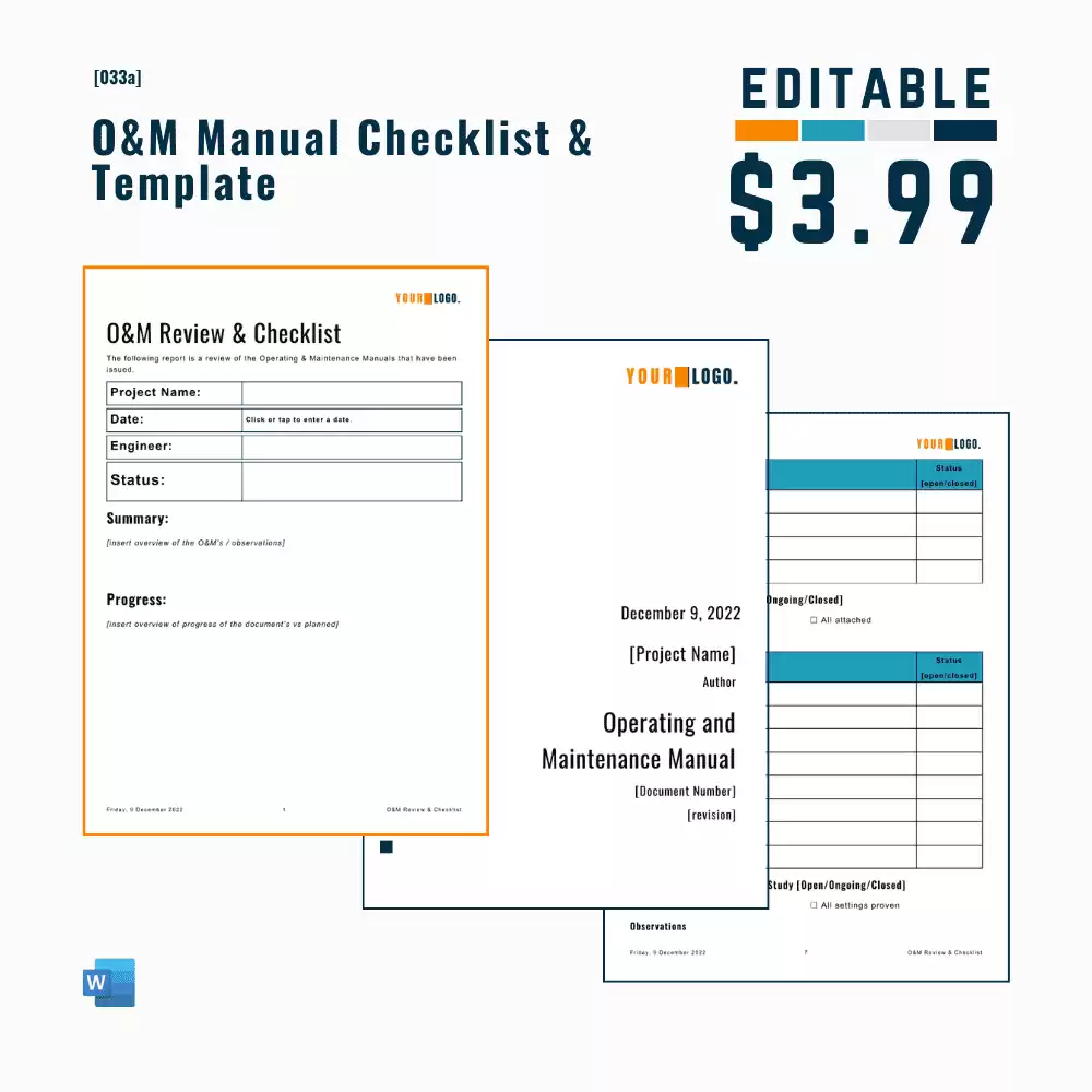 O&M Manual Template & Checklist [MS Word]