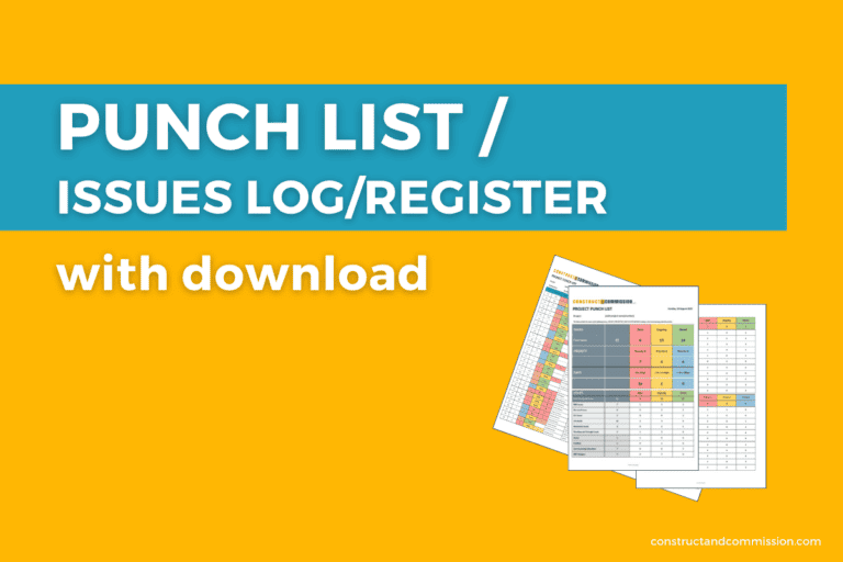 Punch List/Register with Template for use on Construction Projects