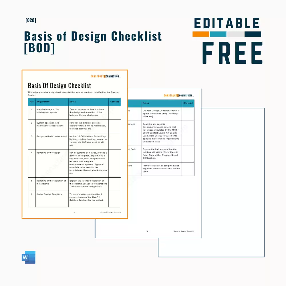 Basis of Design Checklist [MS Word]