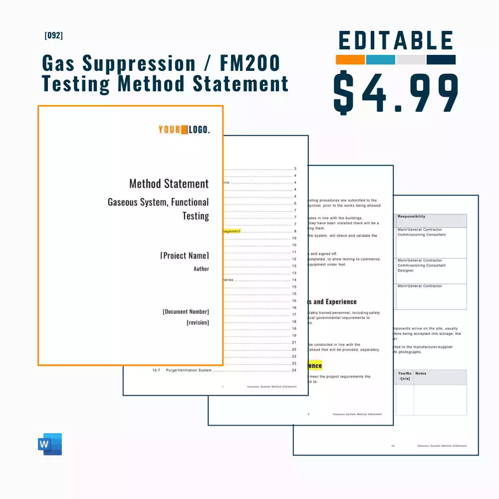 Gas Suppression / FM200 System Functional Testing Template