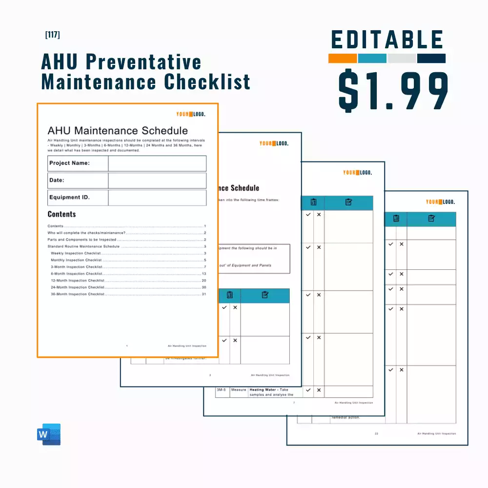 AHU Preventative Maintenance Checklist [MS Word]