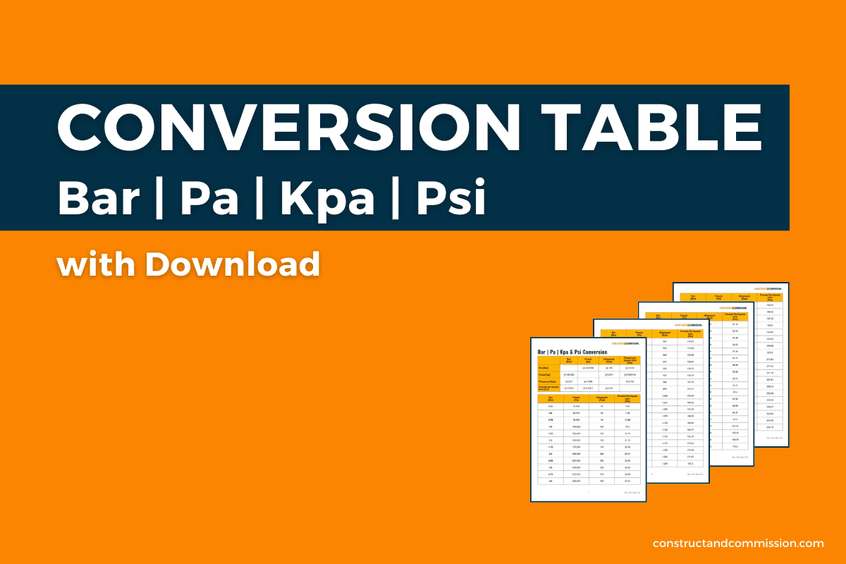 PRESSURE CONVERSION TABLE Bar Pa Kpa Psi Constructandcommission