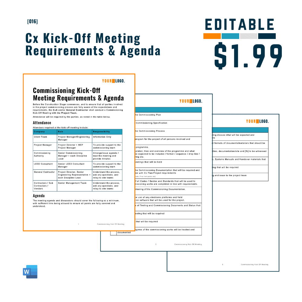 Cx Kick-Off Meeting Requirements & Agenda [MS Word]