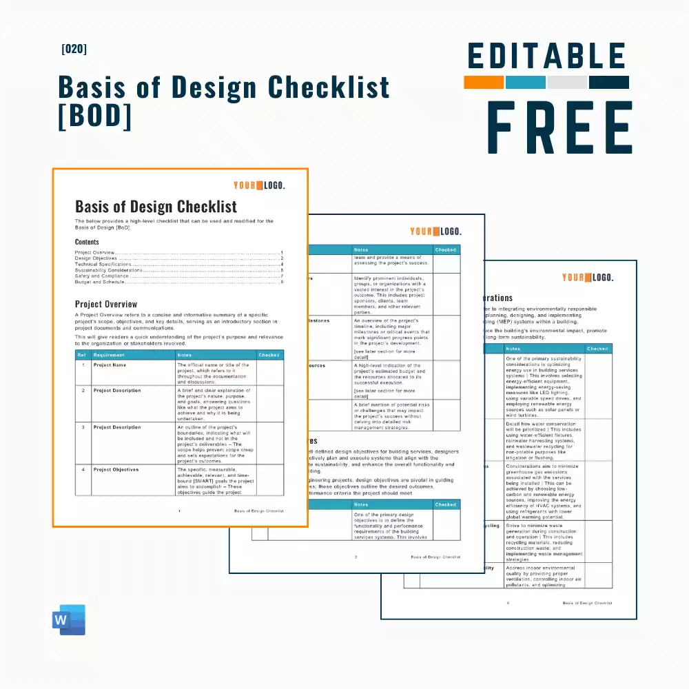 Basis of Design Checklist [MS Word]