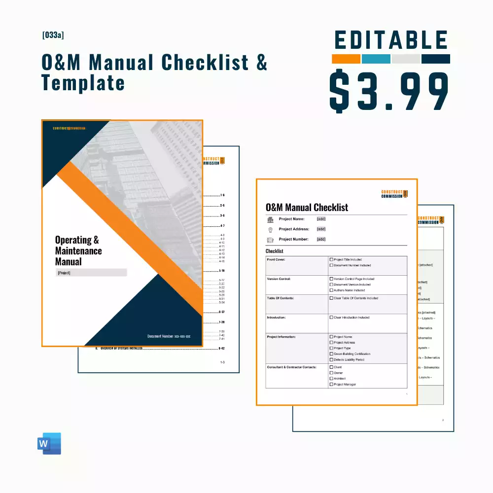 O&M Manual Template & Checklist [MS Word]